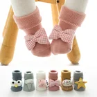 Толстые махровые носки для девочек детские носки для малышей Кукла с персонажами из мультфильмов нескользящие носки для новорожденных, носки, носки-тапочки для детей теплые носки для малышей