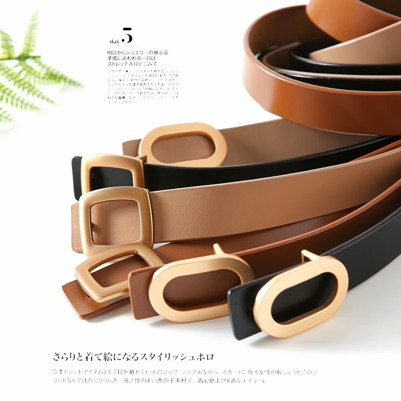 Shuchan Fashion Ins Style Simple Button Cowhide Belt for Women Geometric Adult Metal Belts for Women Designer Belts Moq7zz038