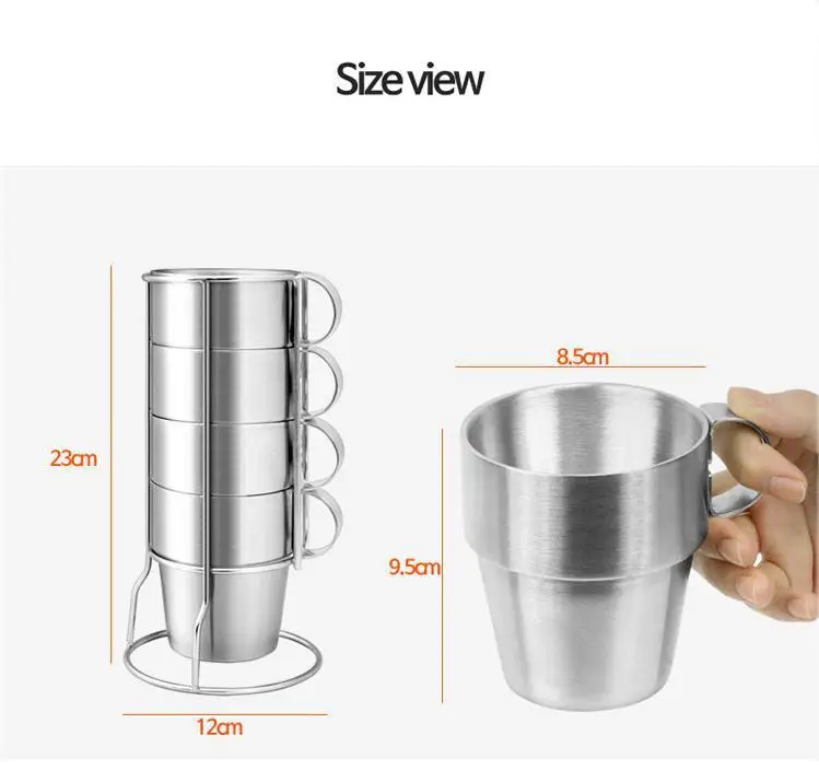 4 шт./компл. двойная чашка из нержавеющей стали изоляция для пикника кофейная