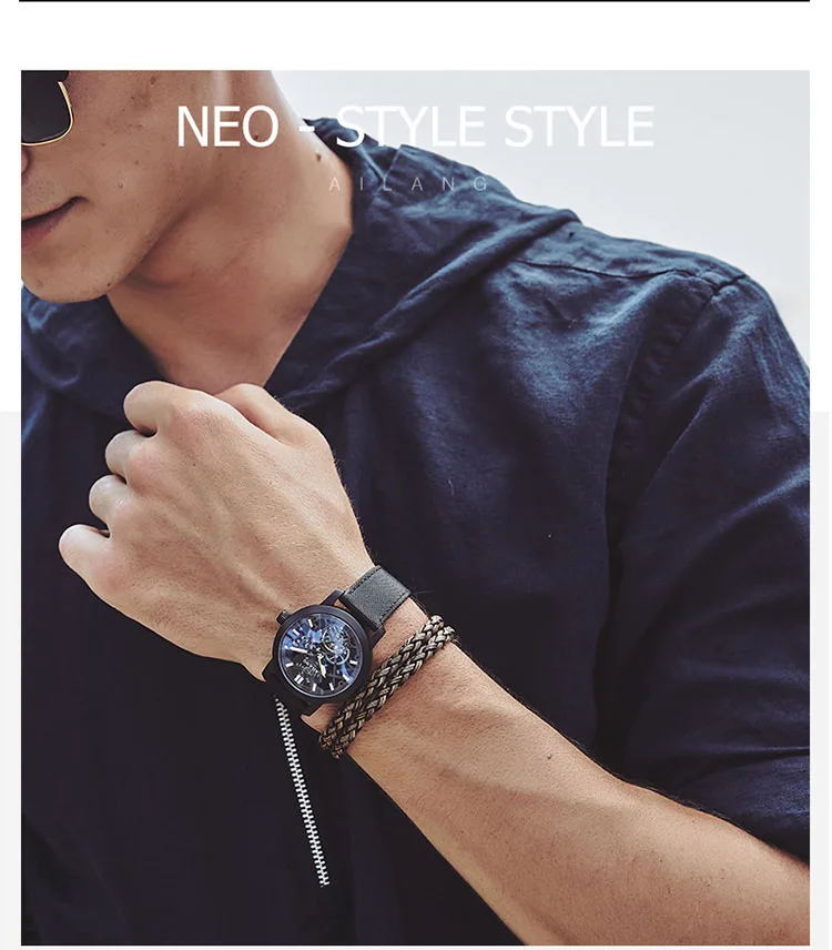 

Relogio Masculino 2021 AILANG Men's Luxury Brand Military Mechanical Watches Leather Hollow Skeleton Watch Relojes Hombre