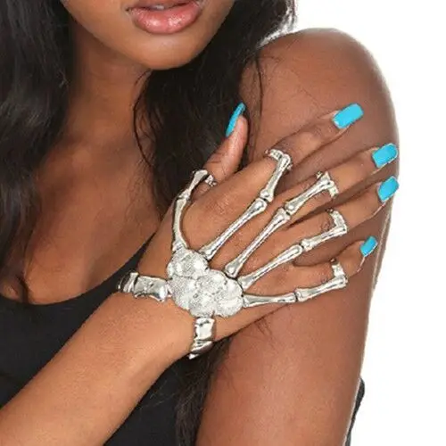 

Gothic Punk Skull Finger Bracelets For Women Men Prom Party Skeleton Bone Bangles Hand Finger Bracelet Accessory Jewelry