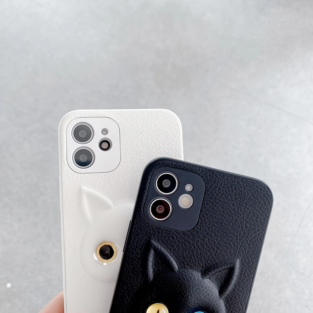 Ins Cute Sapphire Cat Phone Case For iPhone 12 Pro Max XS 13 XR 14 8 Plus Leather Back Cover For Funda iphone11 cover cases etui