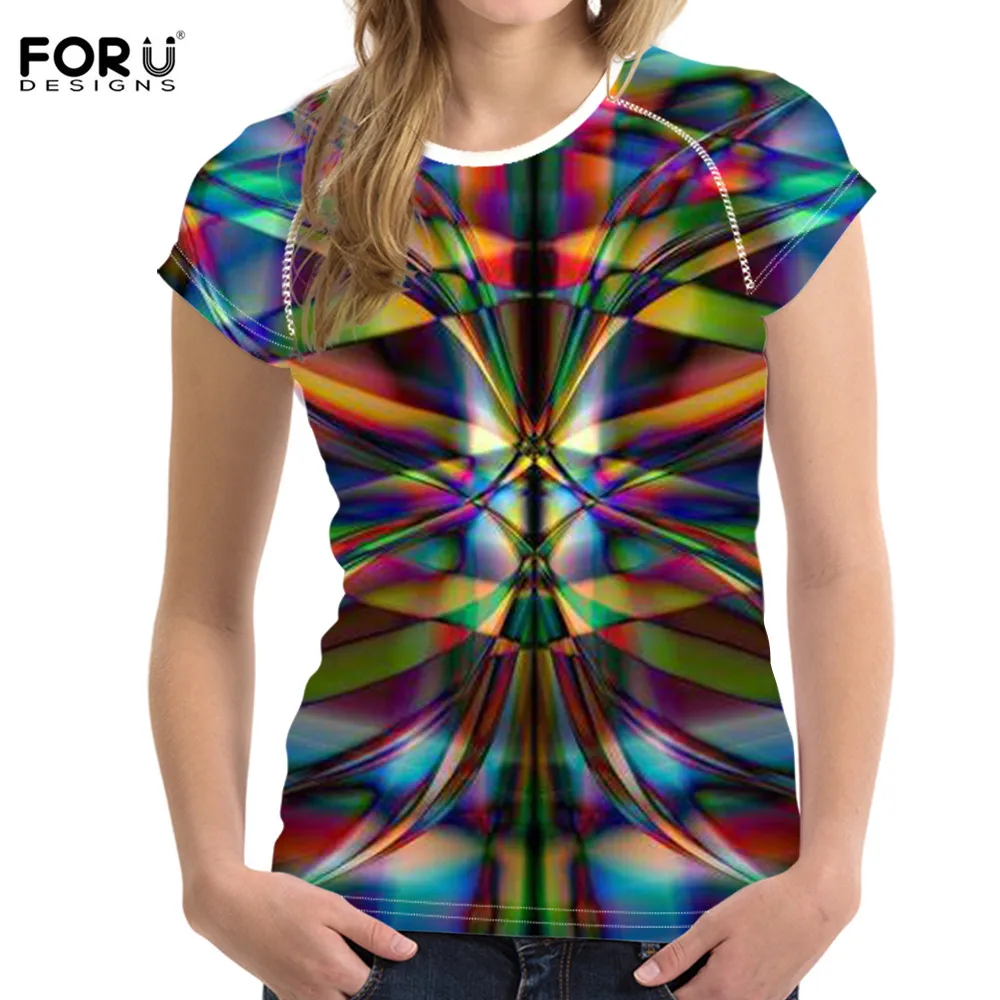 FORUDESIGNS/футболка с 3D принтом бабочки женская летняя Новинка футболки для девочек модная классная Женская симпатичная футболка с коротким рукавом топы - Цвет: HME721BV