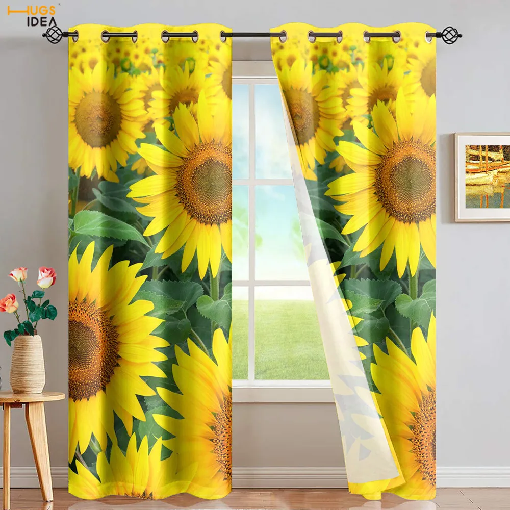 HUGSIDEA красочный Подсолнух узор окна затемняющие люверсы занавески домашний декор