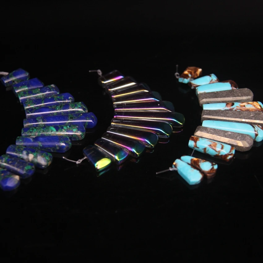 11 шт./компл. Подвеска из натурального камня с кристаллами сверху градиентное