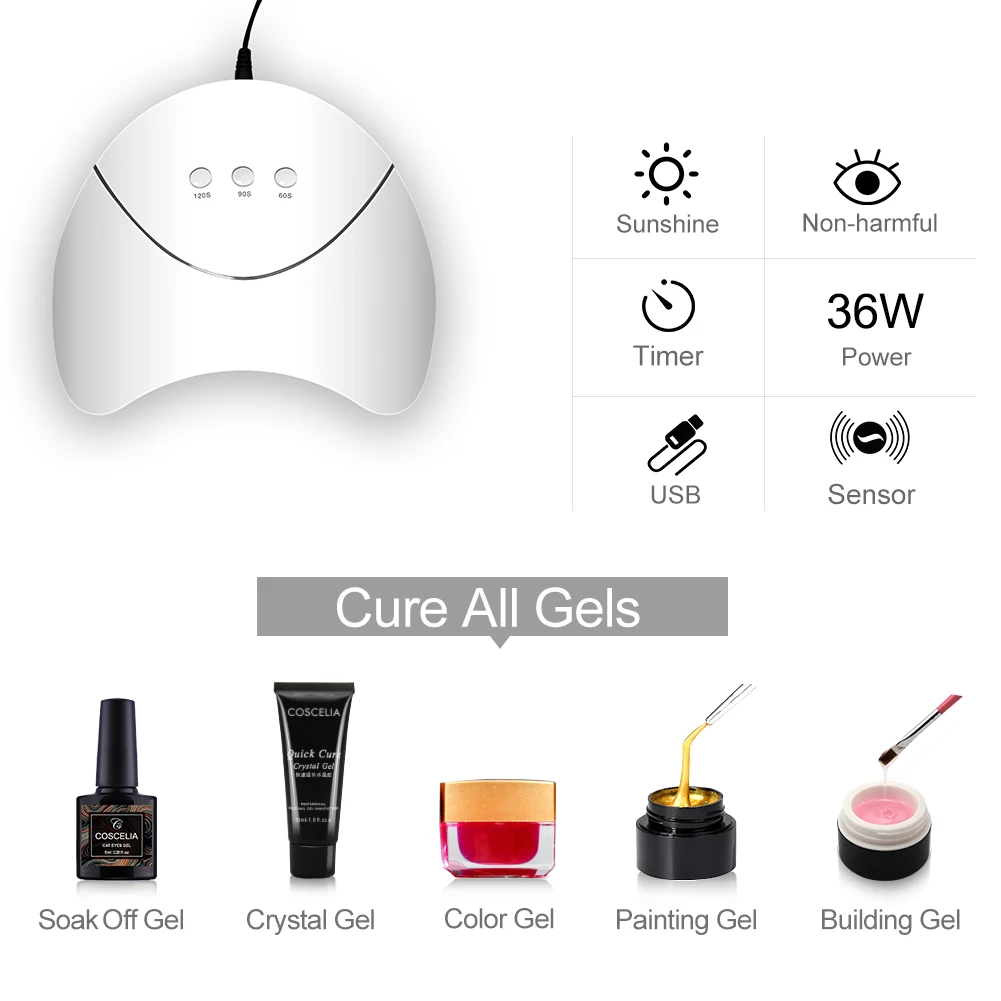COSCELIA новый маникюрный набор УФ светодиодный USB лампа Сушилка Гель лак для ногтей