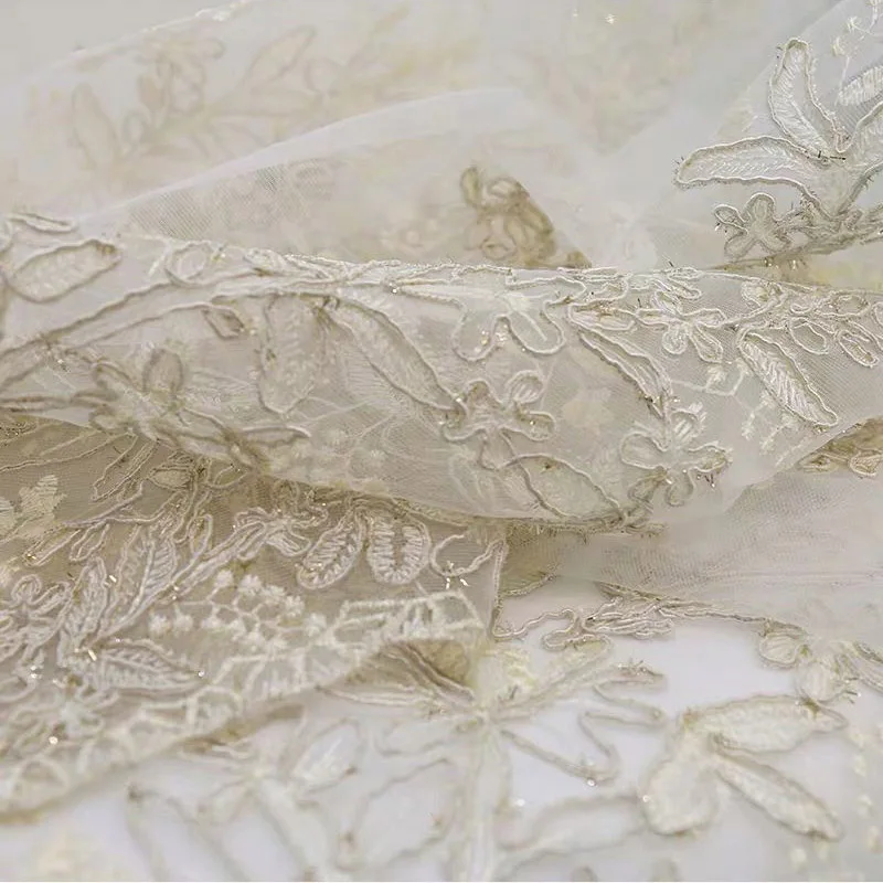 Voile Tulle Роскошный вышитый тюль, занавески для гостиной, принцесса, свадебный Тюль, золотая нить, вышитая белая вуаль, отвесный тюль, X-M201#40 - Цвет: Voile Tulle