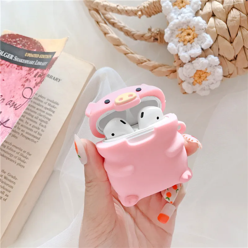 Чехол для AirPod 2 3D Mini Pink Pig мультяшный Мягкий силиконовый чехол наушников s Apple Airpods