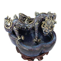 chinese old porcelain writing brush washer with wolong blue glaze pen wash