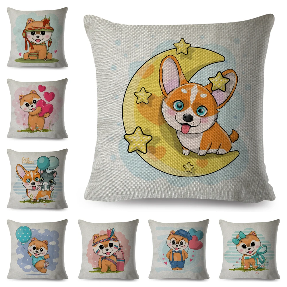 

Lovely Cartoon Pet Dog Pillowcase Decor Nordic style Cute Animal Pillow Case Polyester Cushion Cover for Children Room Sofa Home