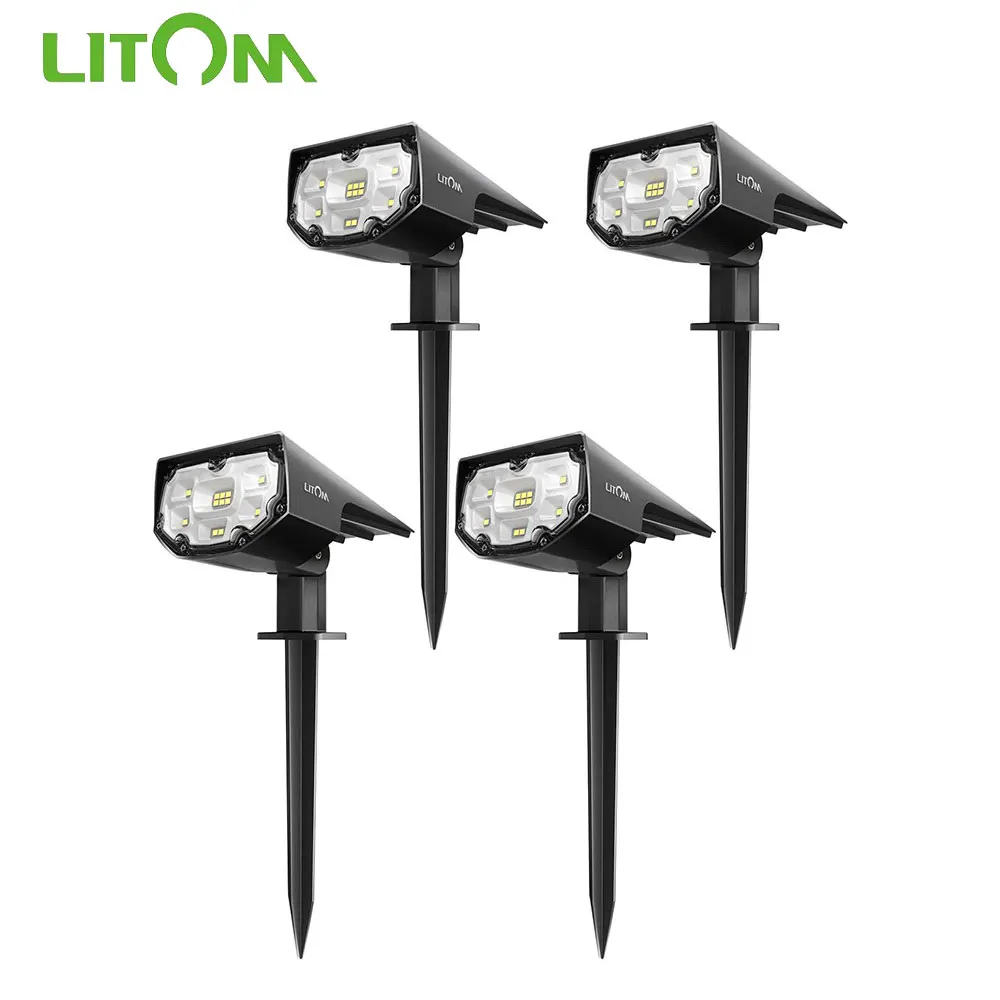 2/4 пакеты LITOM CD190 12 светодиодный солнечный свет газон светильник IP67 Водонепроницаемый 2 светильник ing режим солнечный светильник для двора стены открытый сад - изображение
