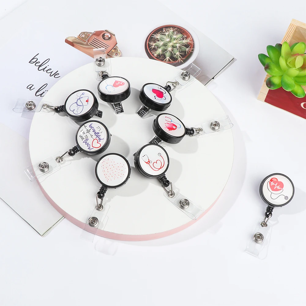 Pattern Buckles &amp Hooks Retractable Swivel Clamp Badge Clip ID Reels Certificates Holder Nursing Reel | Дом и сад