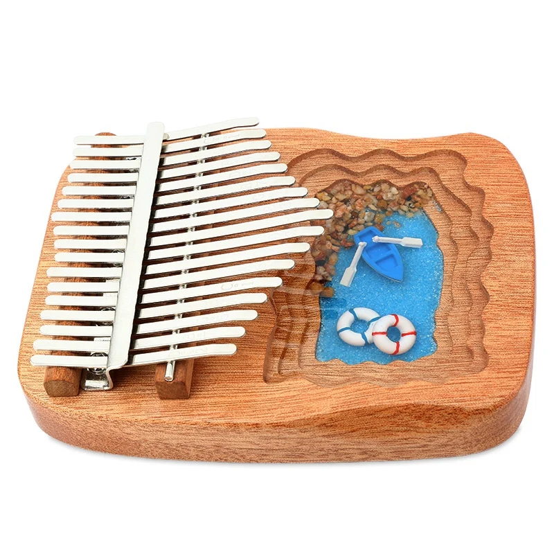 

2 Set 17 Keys Kalimba Mahogany Resin Thumb Piano Keyboard with Tune Hammer, A & B