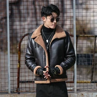 2021 new style autumn winter motorcycle coat mens leather jacket short thermal leisure flight suit