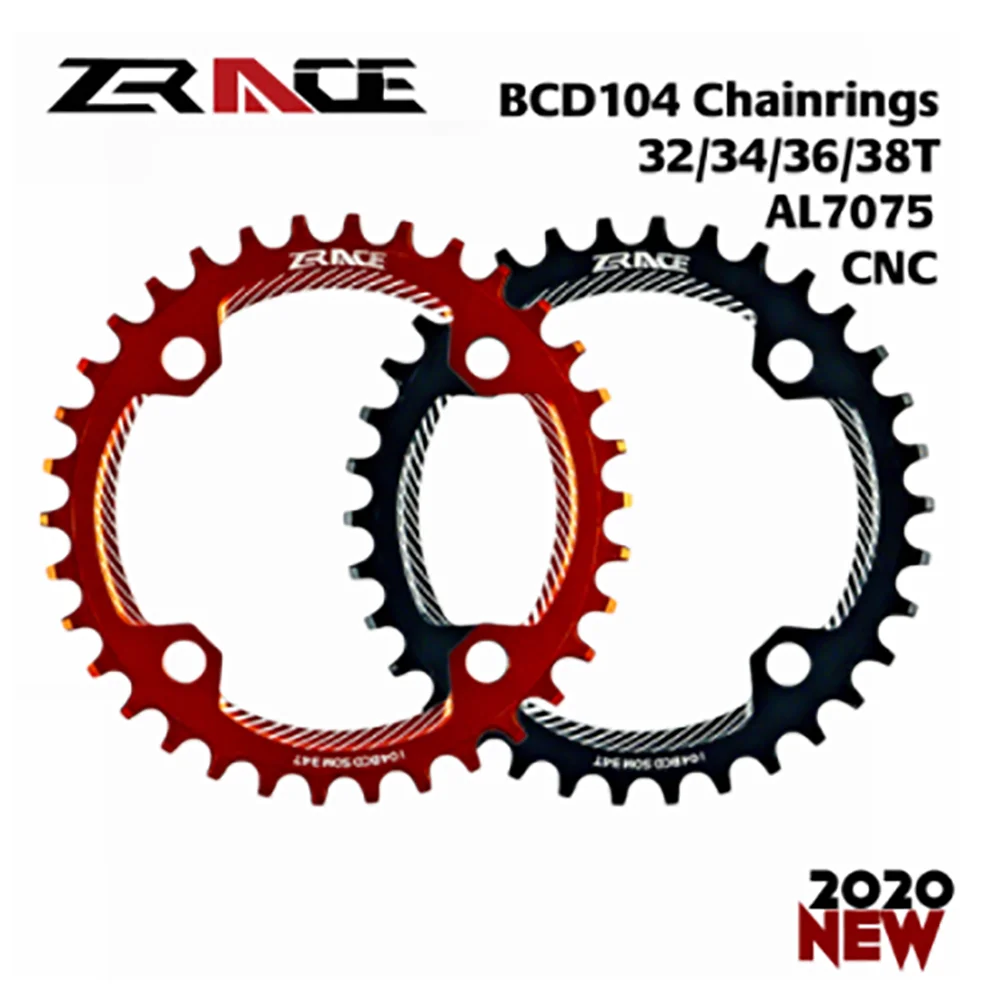 2020 ZRACE коронки звездочки BCD104 32/34/36/38T узкие зубья AL7075 CNC для горного велосипеда |