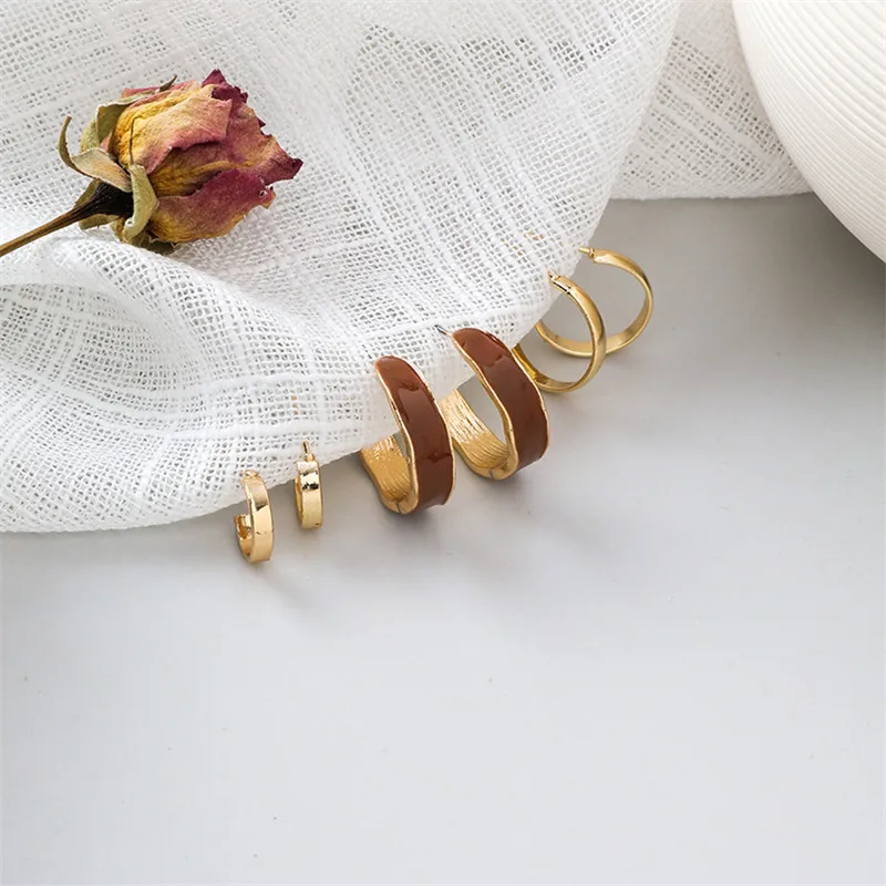 6 шт./компл. винтажные Модные женские богемные серьги-кольца геометрические