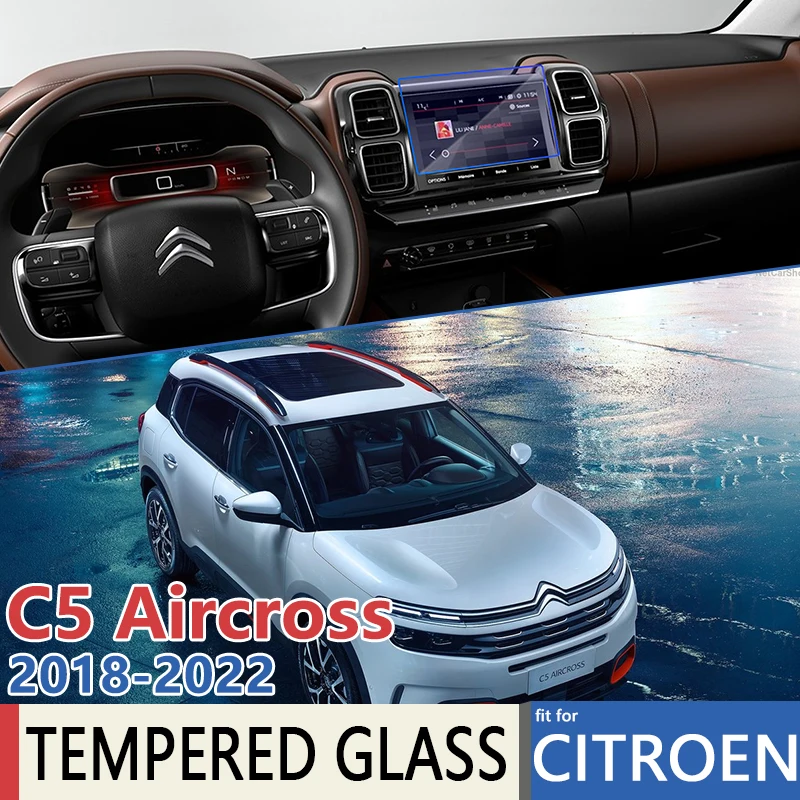 for Citroen C5 Aircross 2018~2022 Car Navigation GPS Anti-blue Light Film Touch Full Screen Protector Tempered Glass Accessories