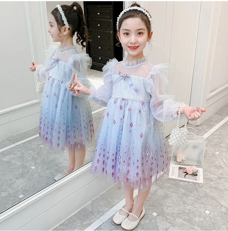 

5-12 years old girl baby spring princess dress spring and autumn new sweet girl Aisha children's mesh skirt dress