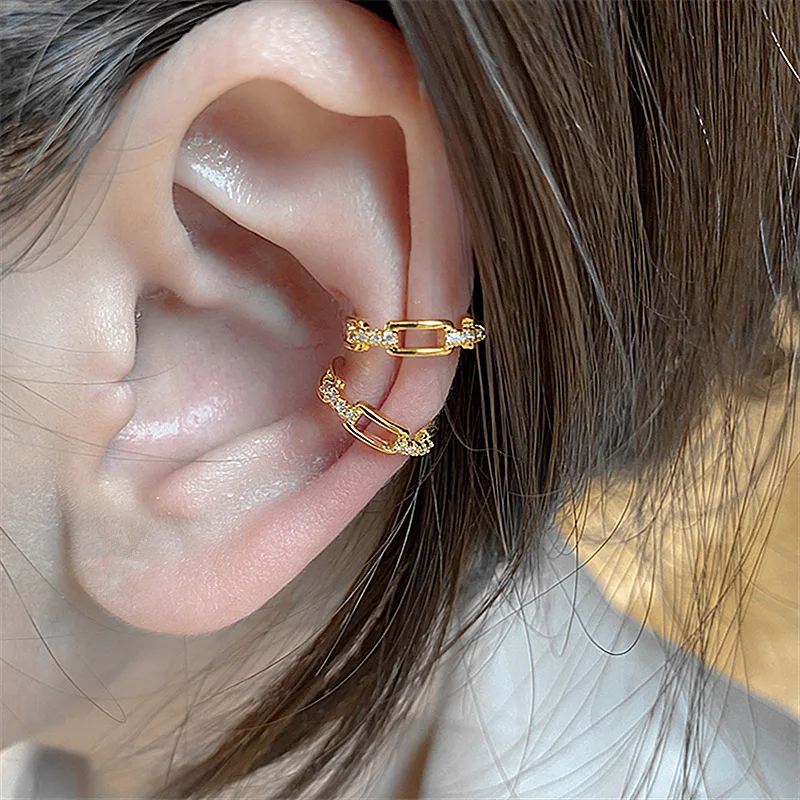 

Delicate Jewelry Zircon Earrings 2021 New Design Hollow out Golden Plating Hot Selling Ear clip Earrings For Girl No Ear Hole