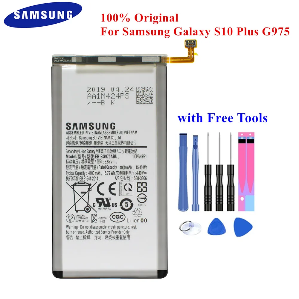 Оригинальный аккумулятор для Samsung Galaxy S10 Plus + Сменный s975w G9750 4000/4100 мА/ч