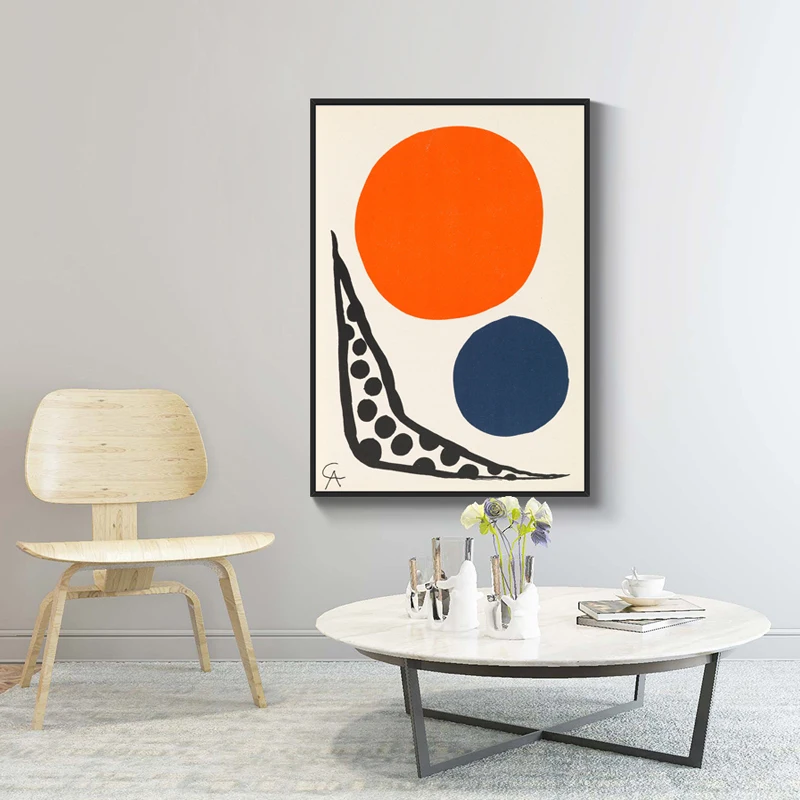 Картина DDHH оранжевая абстракция на холсте настенное искусство картина для