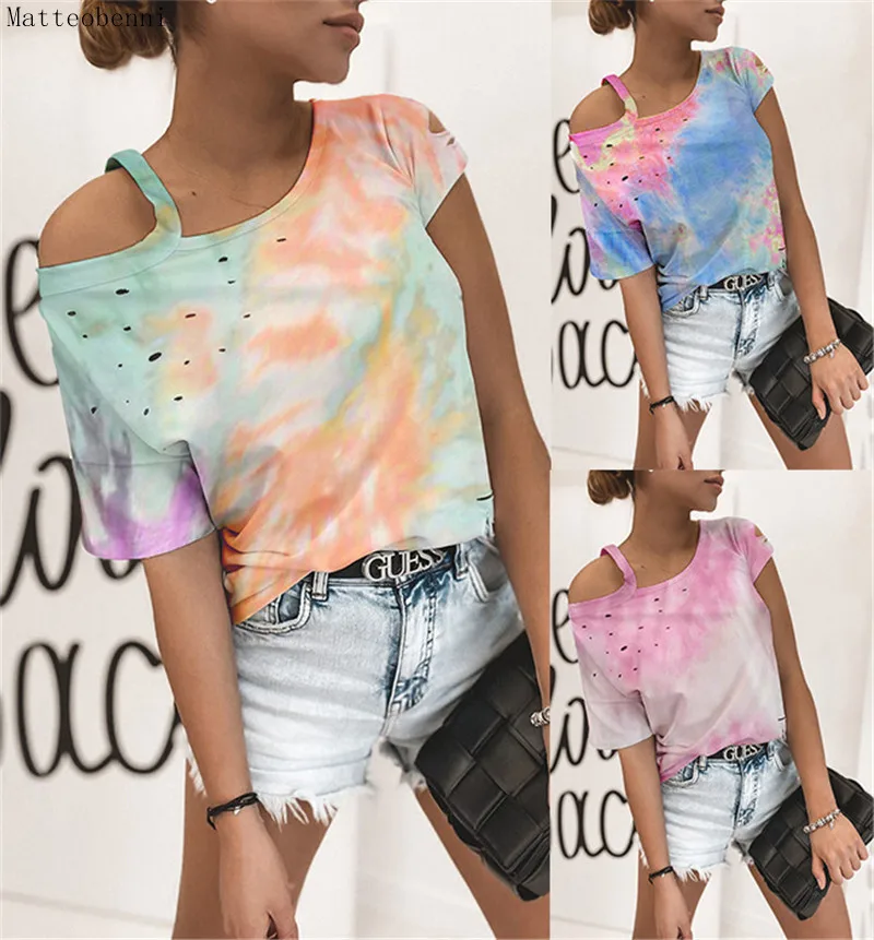 Женская ажурная футболка Повседневная с коротким рукавом и открытыми плечами