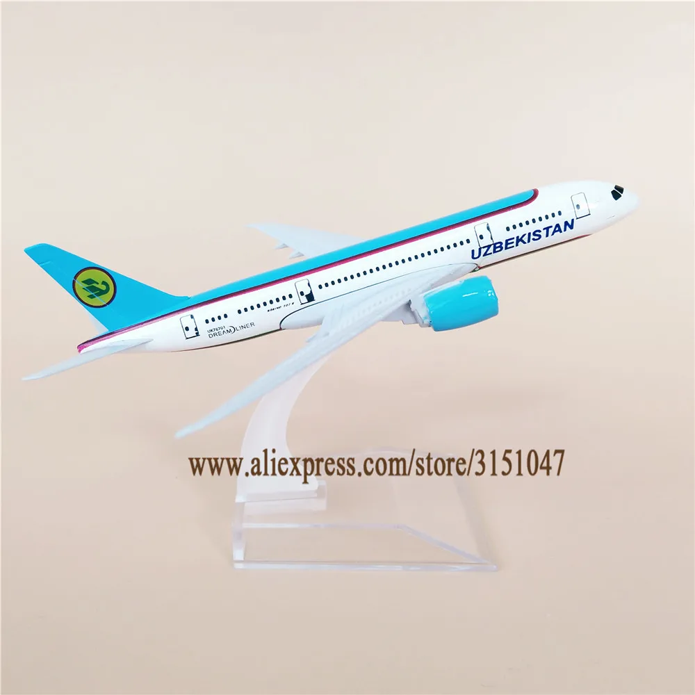 Модель самолета 16 см авиакомпании воздушно Узбекистан B787 модель Боинг 787 из