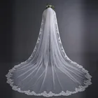Новая 3-метровая Фата, простая Европейская и американская Свадебная Высококачественная кружевная Фата с длинным хвостом, velos невесты