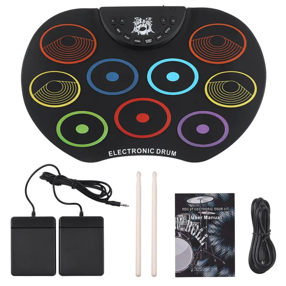 Портативный электронный цифровой USB 9 колодки красочный рулон набор силиконовый