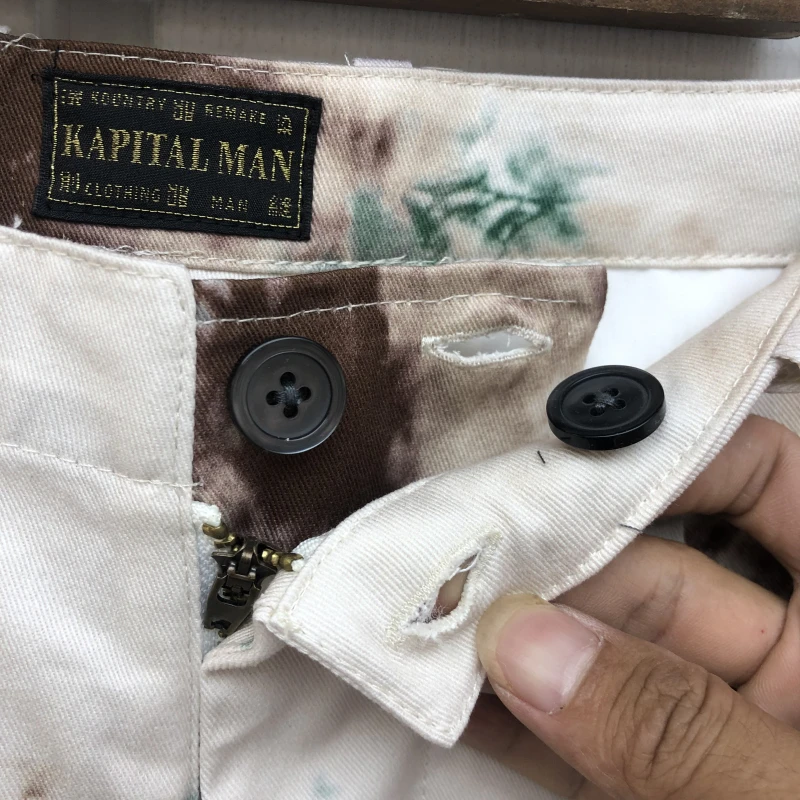 

Tie Oversize KAPITAL dye Pants Men Women 1:1 Best-quality Hip Hop Splash ink KAPITAL Trousers