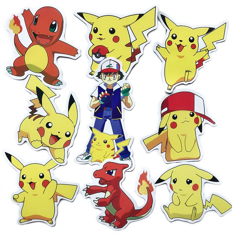50 100 Uds pokemons de dibujos animados de PVC impermeable pegatina de Pikachu ordenador port&aacute;til, caso bar etiqueta engomada del coche-4