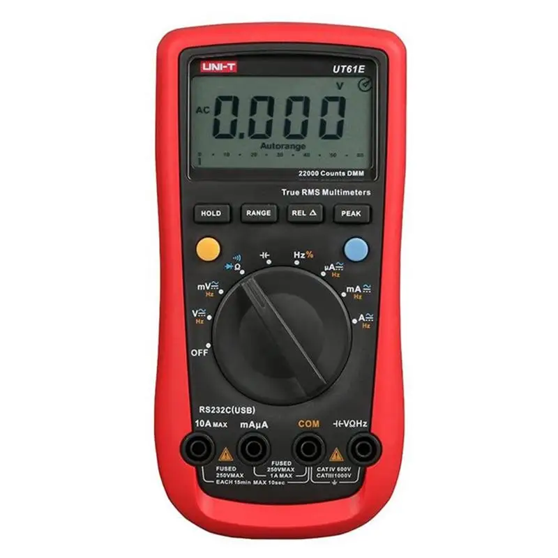 

UNI-T UT61E Digital Multimeter Meter PC Connect AC DC Voltage Relative Mode 22000 Counts Data Hold High Reliability