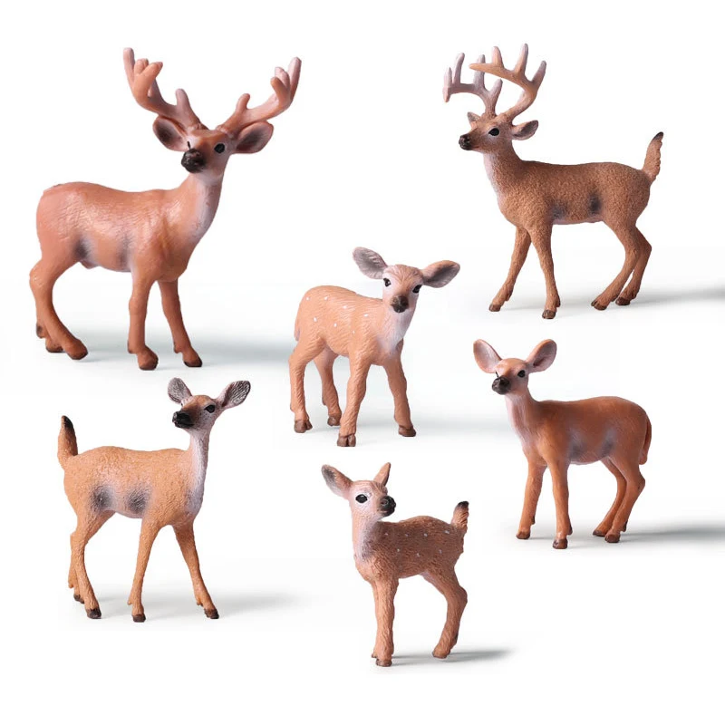 

Hot Simulation Forest Deer Figurines Moose Elk reindeer Alpaca Sika deer Action Figures Animal Model Xmas Decoration