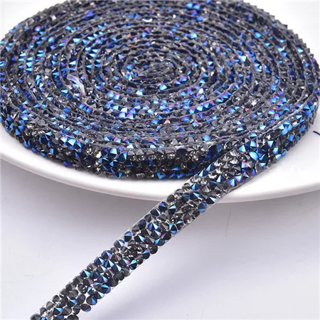 Glass Blue 5 ярдов/партия BlingBling AB rhienstone сетка отделка стразами цепь окантовка кристалл свадебные аппликации платья ремесла 10 мм ширина - Цвет: Glass Blue
