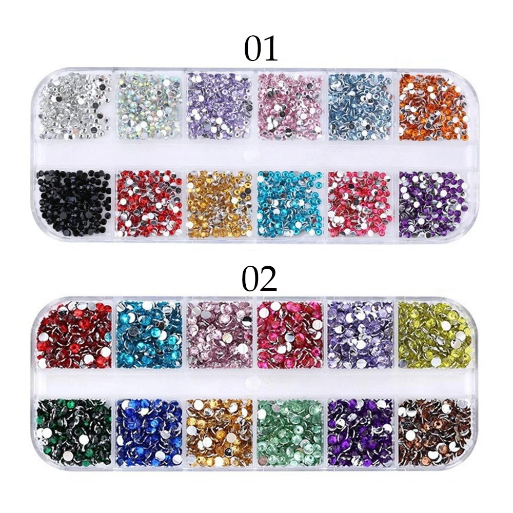 12 сеток разного размера для дизайна ногтей 3D кристалл AB прозрачные камни