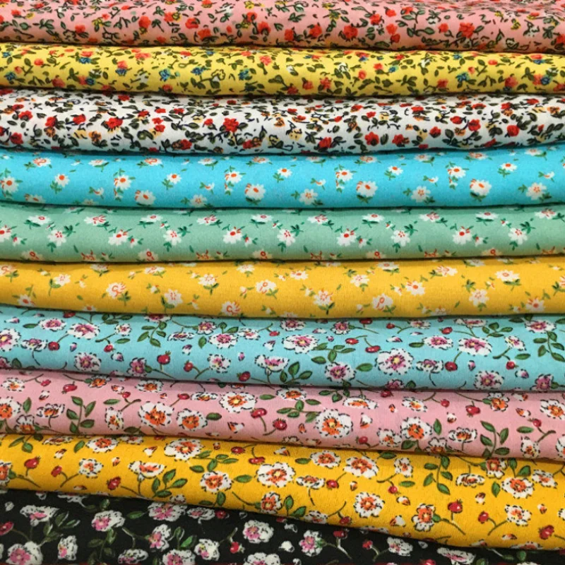 

New Korean Chiffon Silk Opaque Printed Small Floral Fabrics Hand-sewn Dress Skirt Suspenders Silk Scarf Patchwork By The Meter