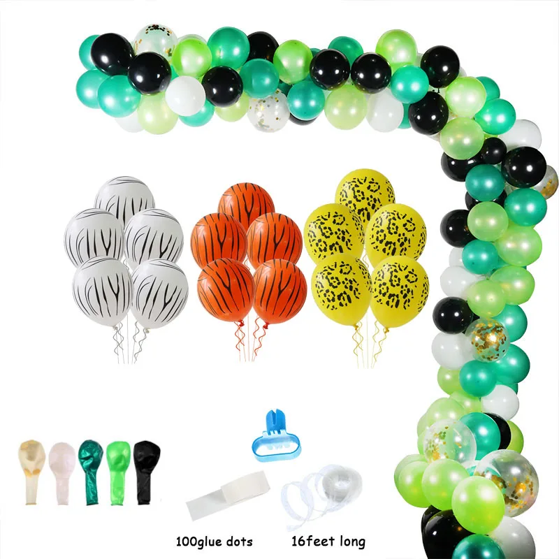 128pcs balloon Джунгли сафари вечерние Арка с воздушными шарами набор тропических пальмовых листьев зеленый латекс воздушные шары День рождения украшения Дети Свадьба партии поставка - Цвет: 128pcs balloon
