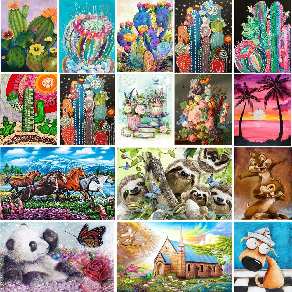 Пейзаж дерево деревня поезд сделай сам кристалл полный дрель квадрат 5D алмазная