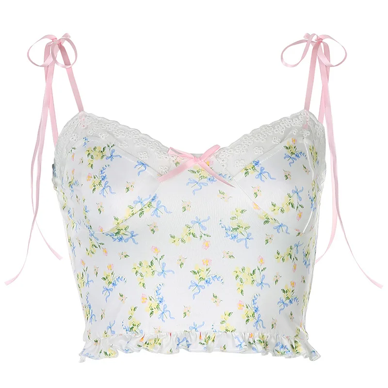 

2021 Women's Sexy Lace Stitching Floral Shoulder Strap Vest Women's Sleeveless Inner Top
