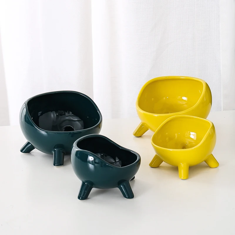 

Decoration Cat Ceramic Dog Feeder With Raised Stand Non-Slip Food and Water Bowl For Small Animals Feeders Pet Product