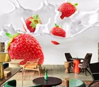 3D обои Bacal Papel de parede с клубникой, молочной едой, Фреска для ресторана, магазина быстрого питания, бара, столовой, стены, кухни, 3d фрески