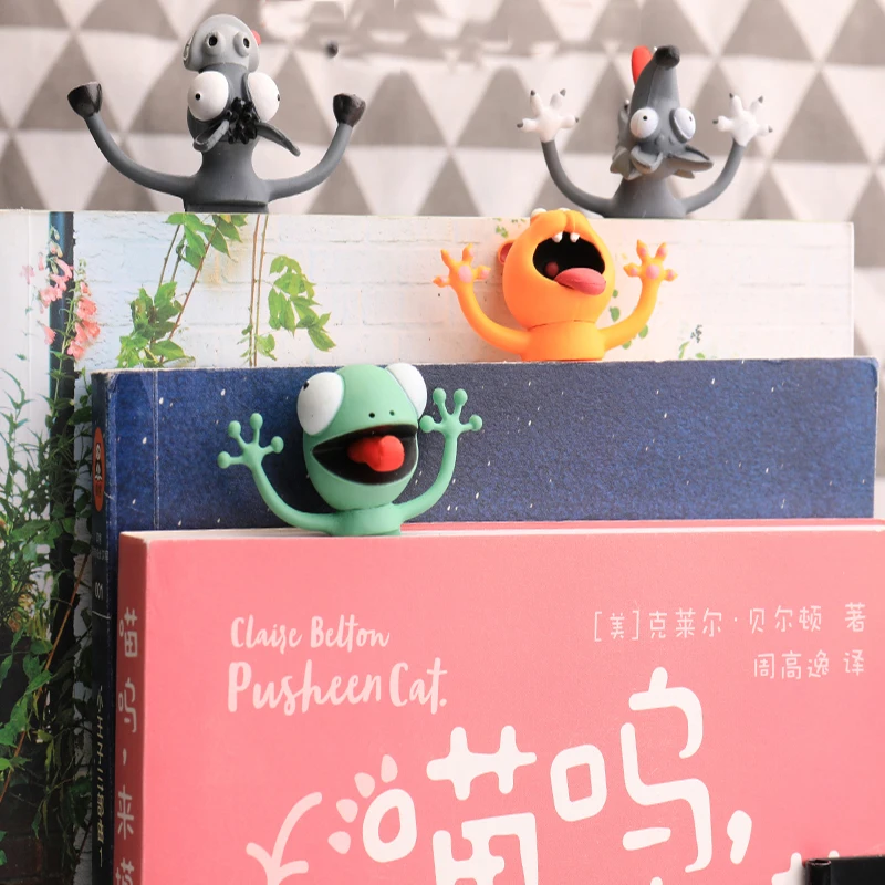 

New 3D Cartoon Lovely Animal Bookmark Original cute cat PVC material Funny Student Children School Stationery For Kids Gift