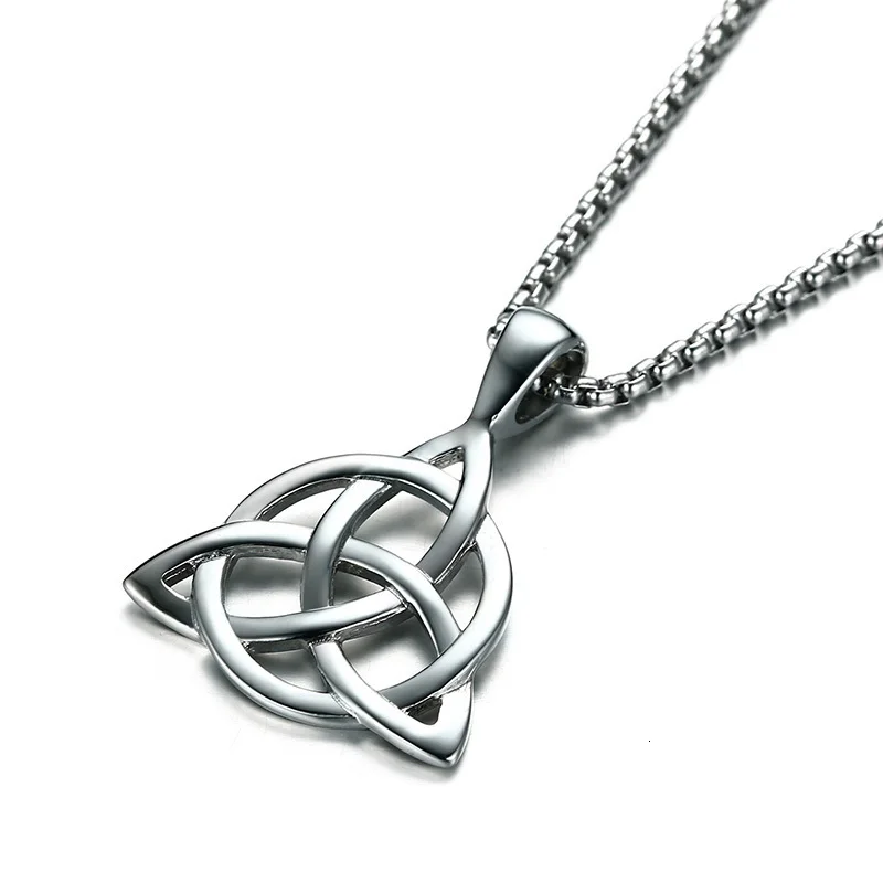 Viking Triquetra Узелок ожерелье для мужчин Серебряный скандинавский Оловянный кулон человек Оловянный кулон ирландские украшения цепи 24 дюйма