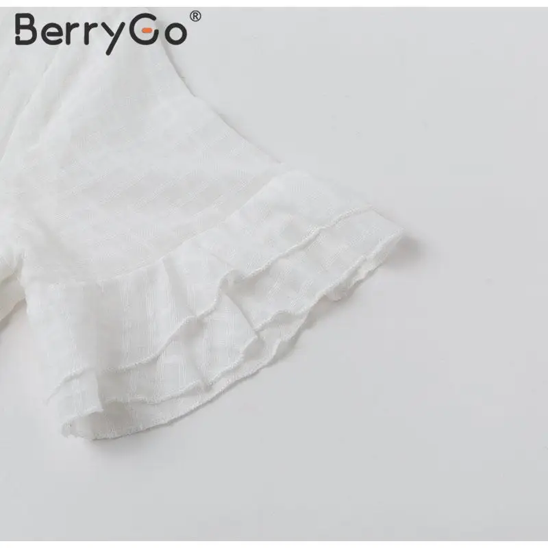 BerryGo элегантное гофрированное белое платье с запахом женское праздничное пляжное Стильное женское платье v-образный вырез в клетку ТРАПЕЦИЕВИДНОЕ женское платье миди