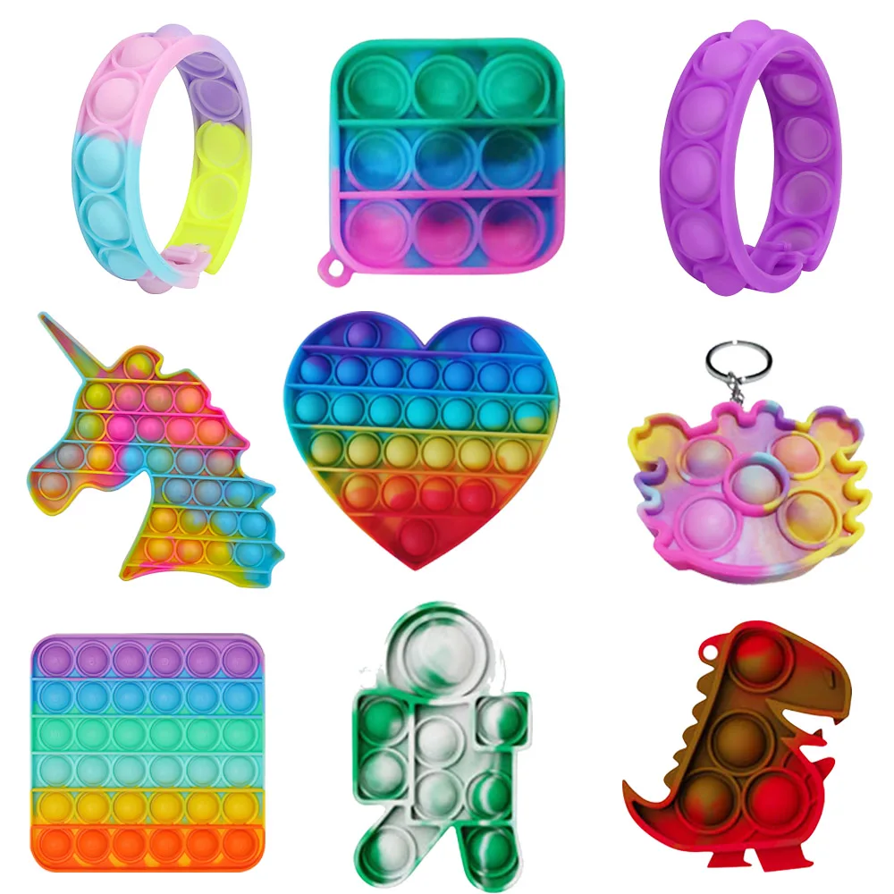 

Funny Lot SizeToy Fidget Toys Push Bubble School Bag Board Pendant Hot Sale Adult Pop Decompression Toy Children Anti-Stress