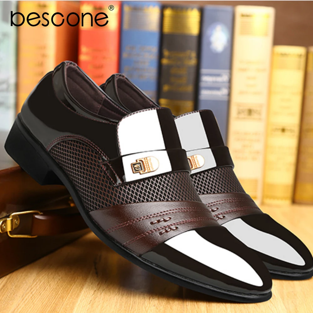 BESCONE/деловая Мужская обувь в деловом стиле Высококачественная без шнуровки с