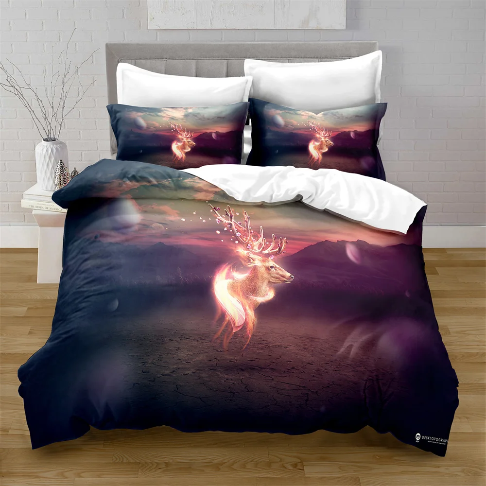 Комплект постельного белья из 100% полиэстера с рисунком оленя | Дом и сад