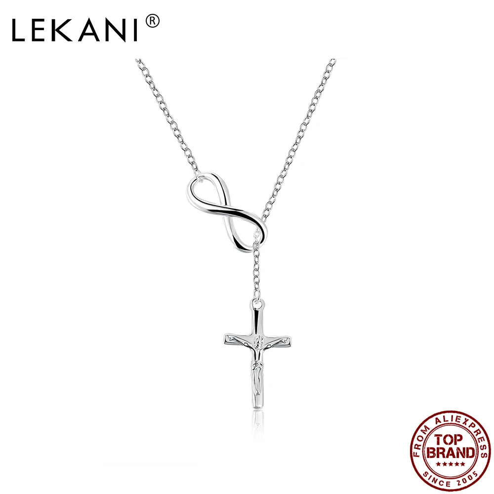 

LEKANI Classic Cross Pendant Necklace For Women White Christian Jesus Necklaces Female Anniversary Fashion Jewelry Free Shipping