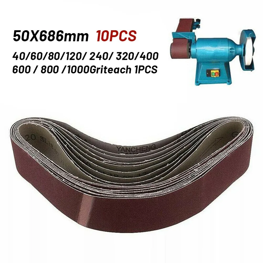 

50x686mm Sanding Belts Abrasive Alumina 40/60/80/120/240/320/400/600/800/1000 Grit
