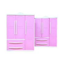 three door pink modern wardrobe play set for barbi furniture can put shoes 090b